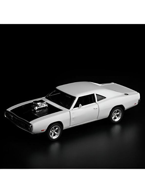 White - 1970 Dodge Charger Diecast Car Metal Model – Fast & Furious 7 Edition - Scale 1:32 - TV4893.
