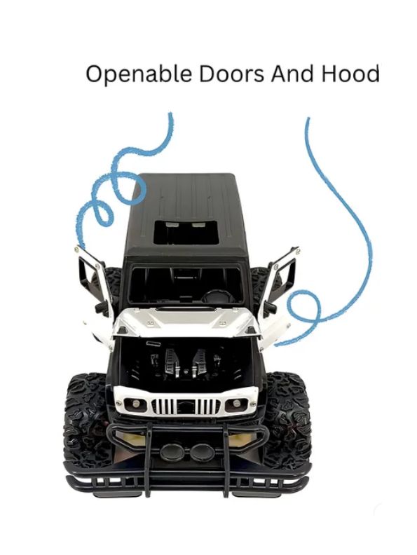 White - Off-Road Xtreme – Metal Body Rechargeable Remote Control Rock Climbing Racing Car with LED Lights – Assorted Colors - MS11042.