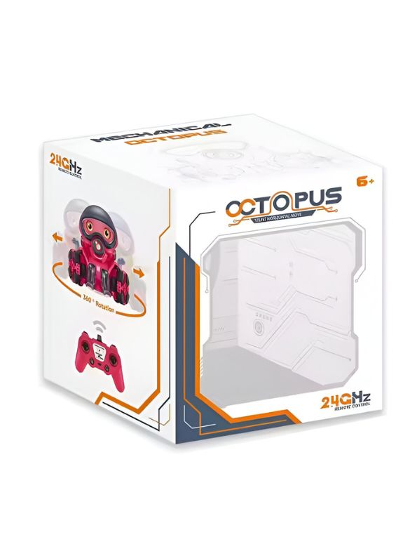 Orange - OctoSquirt – Electric Remote Control Octopus Robot Toy – 8-Channel RC Stunt Car with Universal Wheels, LED Lights, Music & Water Spray for Kids - MD200.