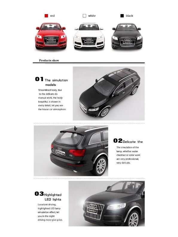 Red - Audi Q7 Remote Control Diecast Car – Realistic Design, Elegant Exterior & Interior, High-Speed Racing Model Toy for Kids - MS13811.