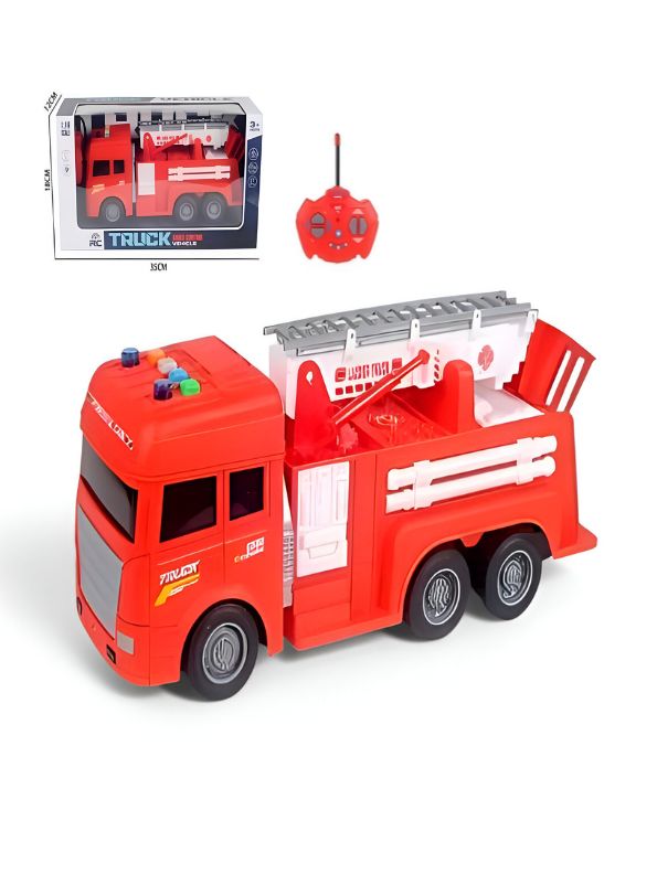 Rescue Unit X – Rechargeable Remote-Control Fire Brigade Truck – Fire Rescue Vehicle with Extendable Ladder, Lights & Sound – 4-Channel RC Toy for Kids - MD348.