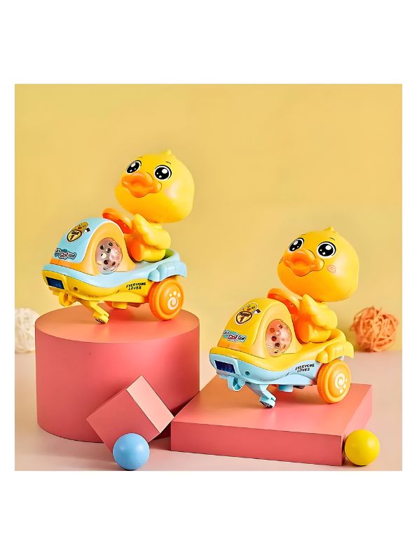 Blue - Lovely Duck - Universal Children's Light & Music Swing Car | Cute 360° Rotating Stunt Cartoon Car - LM14203.