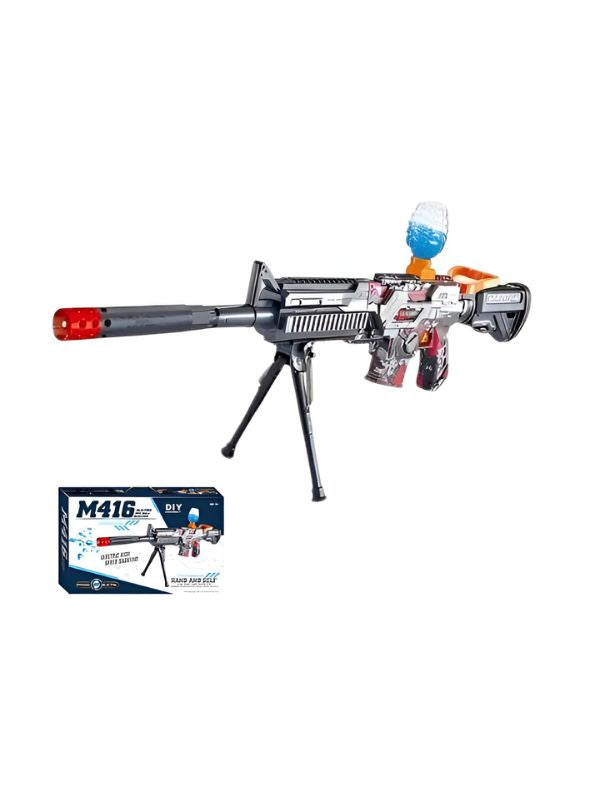 Red - M416 Gun – 30cm Dual-Mode Electric Rechargeable Automatic Blaster Toy – Long-Range Target Shooting Game with Gelly Balls Pack for Kids - NX12637.