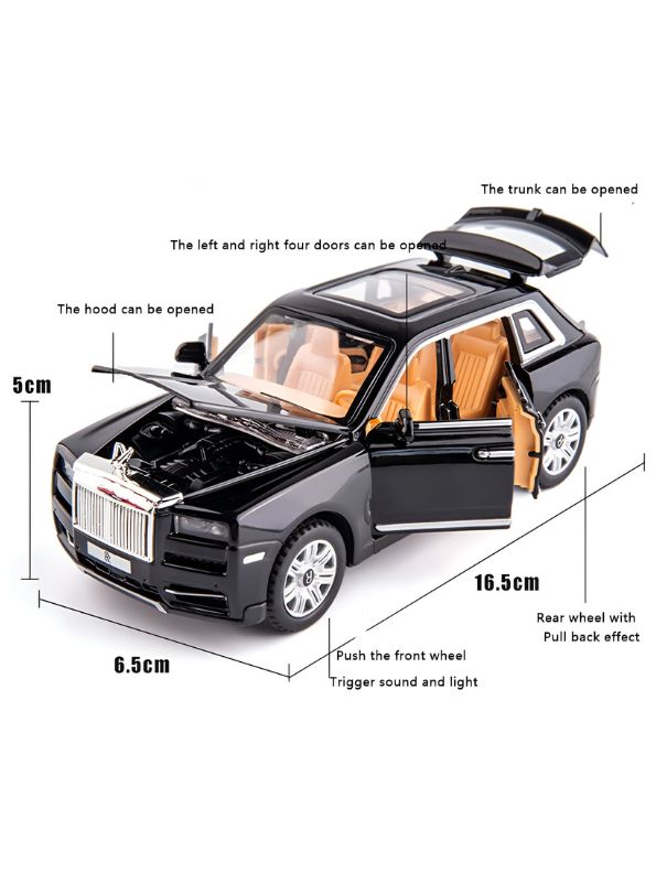 Black - Rolls-Royce – Cullinan Diecast Metal Pullback Toy Car - Premium Model with Openable Doors – Best Gift for Kids & Collectors - Scale 1:28 - MS14830.