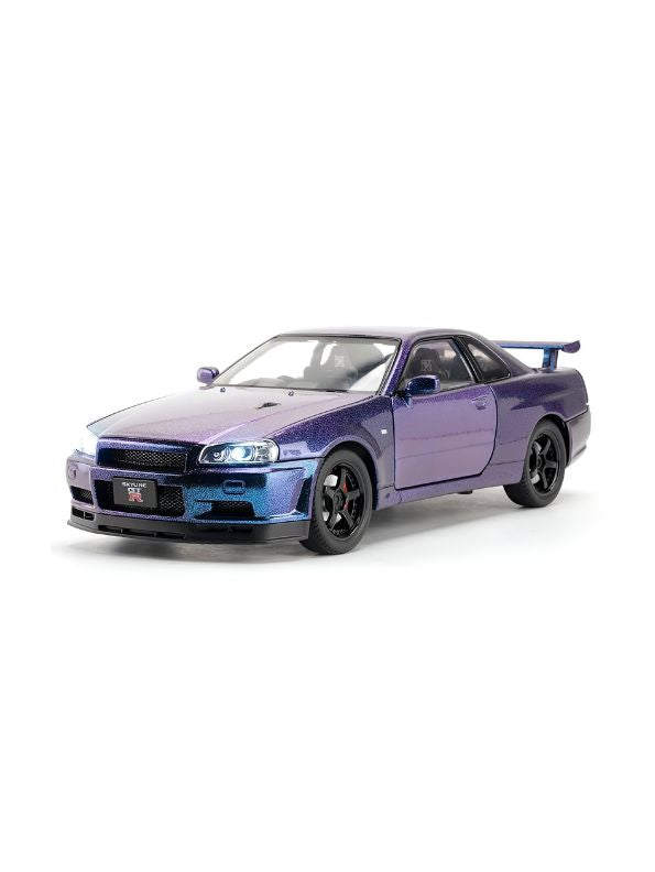 Purple - Nissan Skyline GTR R34 - Premium Alloy Metal Diecast Sports Racing Car Model - Openable Doors & Pull-Back Action Scale 1:24 - TV4892.