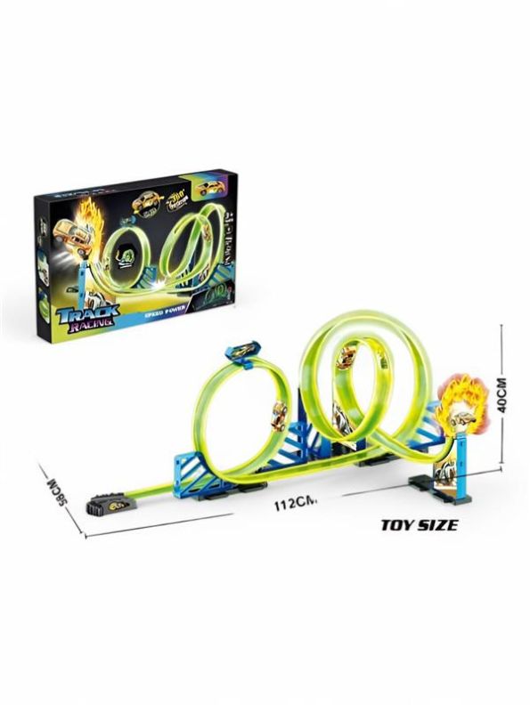 Luminous Track Racing Toy – Glow-in-the-Dark Flexible Rail Track Set with Pull-Back Cars for Kids - LMI12854.