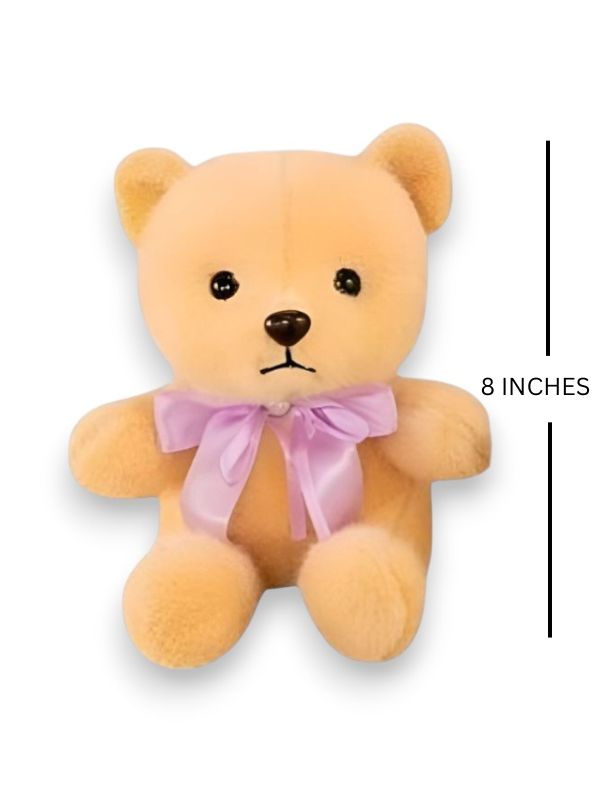 BROWN - SoftiePaws 8 Inch Teddy Bear Plush Toy – Cute & Cuddly Soft Toy for Kids & Babies - MS14516