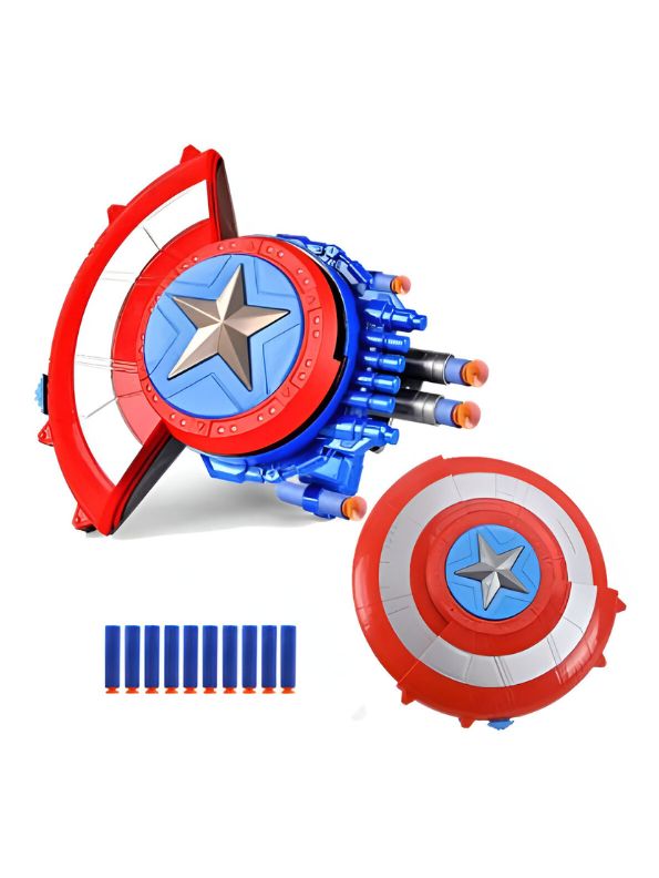 Civil War Captain America – Marvel Avengers Shield Launcher Toy with Manual Reload – Dart Shooter for Kids - MS14208.