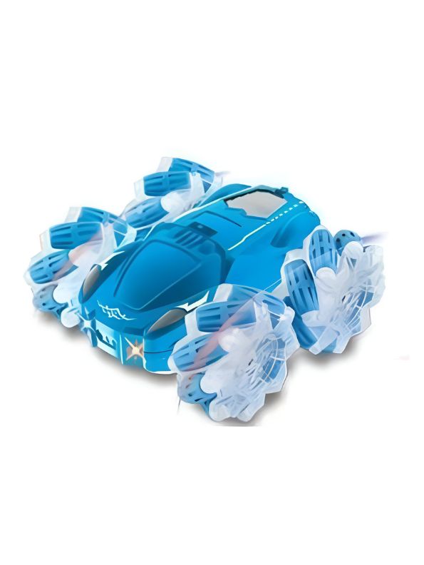Blue - Turbo Twister - Remote Control Stunt Car with Hand Gesture Sensor – 360° Double-Sided Rotation, Rechargeable, Colorful Lights – Electric RC Toy Car - MS11787.