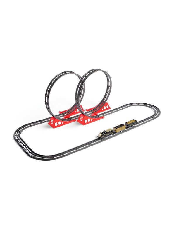 Golden Express – Kids Toy Train Track Set – Battery Operated Railway Toy with Moving Plastic Train Model – Trackset for Boys & Girls - LMI11804.