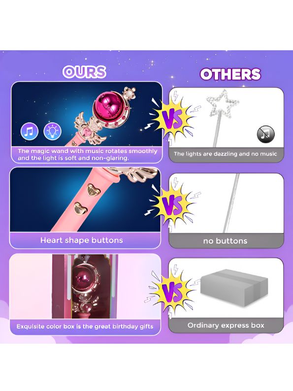 Moonveil – Glowing Magic Wand for Princess Cosplay – Pink Fairy Stick for Girls - MS12322.