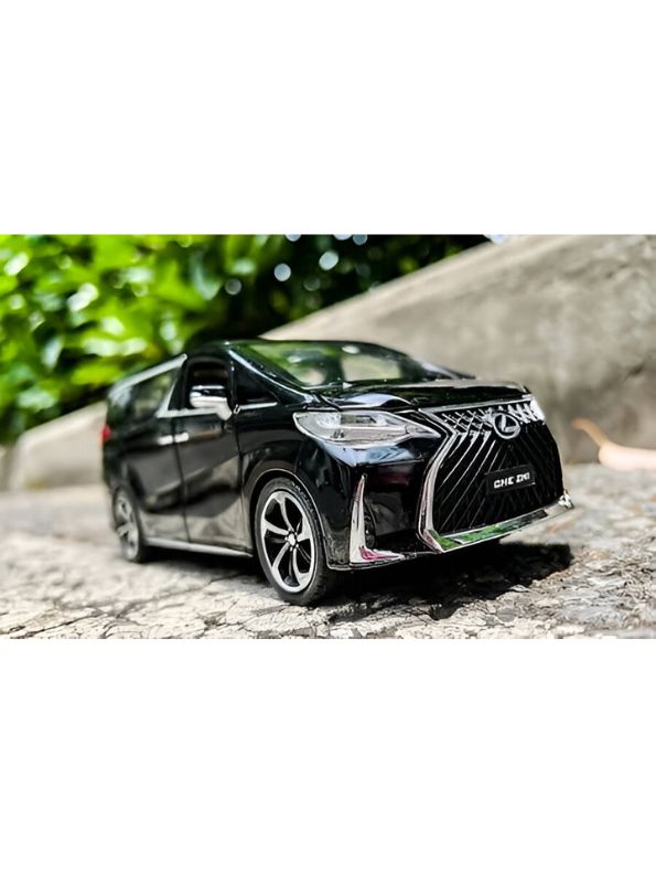 Black - Lexus LM 300h Diecast Car – Pull Back Metal Toy with Sound, Lights & Open Doors | Luxury MPV Collectible Gift - Scale 1:24 - MD68.