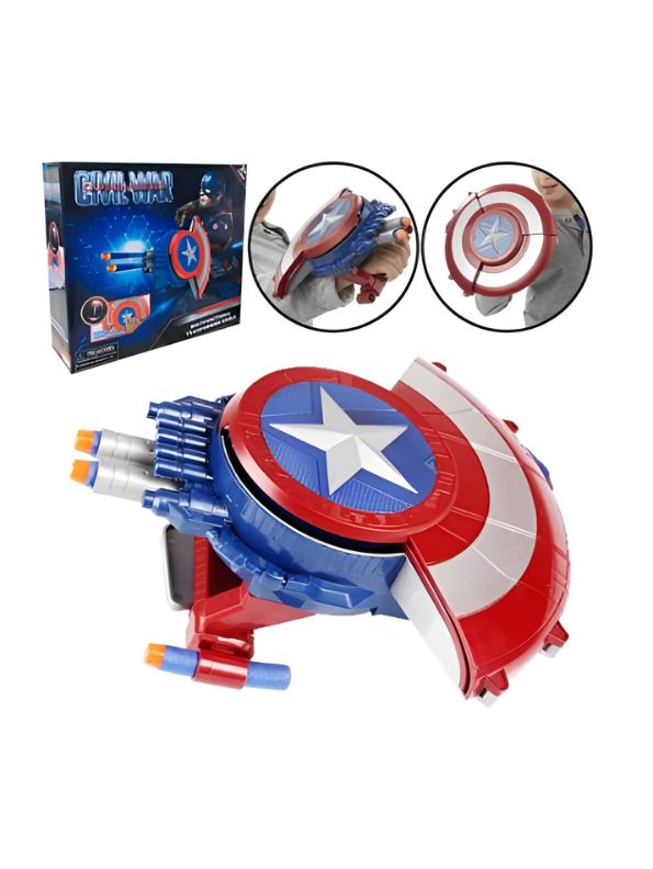Civil War Captain America – Marvel Avengers Shield Launcher Toy with Manual Reload – Dart Shooter for Kids - MS14208.