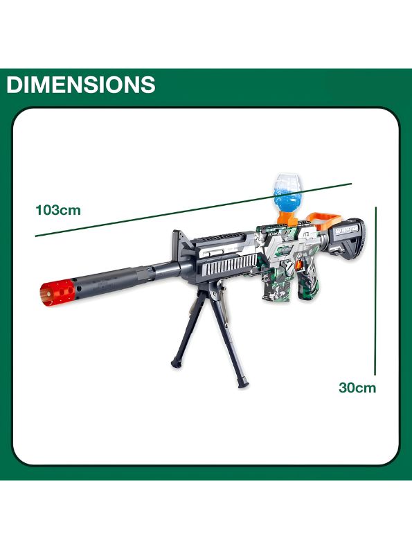 Green - M416 Gun – 30cm Dual-Mode Electric Rechargeable Automatic Blaster Toy – Long-Range Target Shooting Game with Gelly Balls Pack for Kids - MS12637.