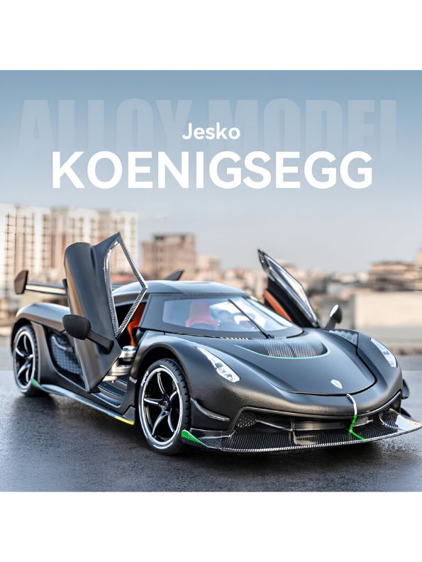 BLACK - Chiyuan Koenigsegg Diecast Car – Premium Scale Model for Collectors & Enthusiasts with Acrylic Display Case.