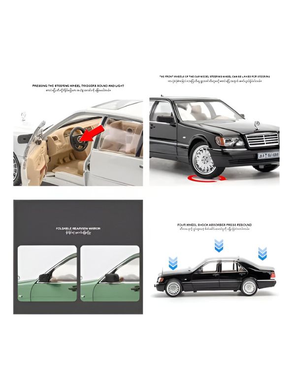 Mercedes-Benz W140 S320 – Retro Classic Pull-Back Toy Car for Kids & Adults Scale 1:24 - TV6622.