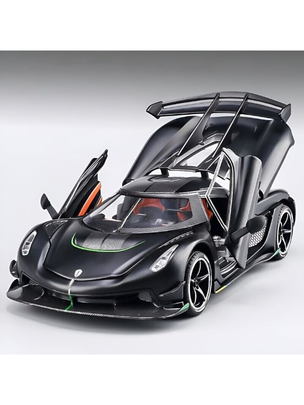 BLACK - Chiyuan Koenigsegg Diecast Car – Premium Scale Model for Collectors & Enthusiasts with Acrylic Display Case.