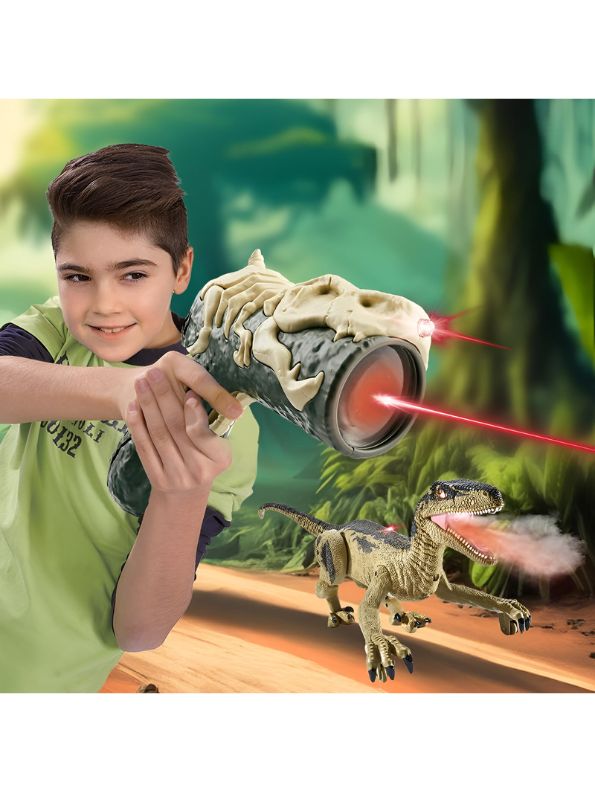 Dino Fire – Realistic Velociraptor Model | Wireless Infrared Remote-Controlled, Multifunctional Walking Dinosaur Robot Toy – High-Quality Plastic, Electrically Powered – Perfect for Kids - NX12621.
