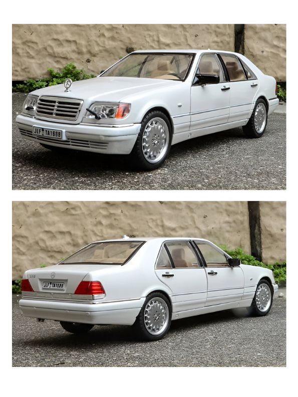 White - Mercedes-Benz W140 S320 – Retro Classic Pull-Back Toy Car for Kids & Adults Scale 1:24 - TV4891.