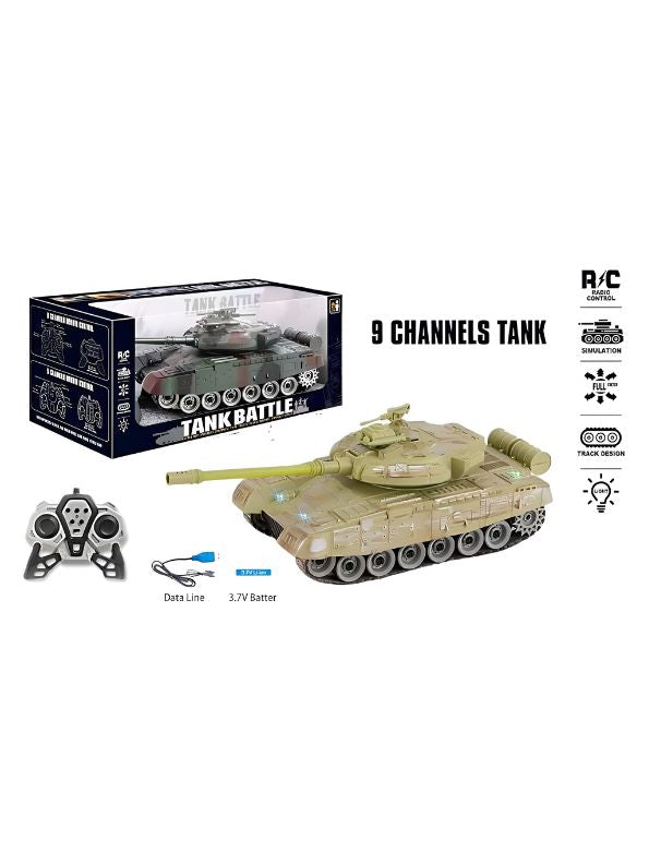 Light Green - Glorryearst RC Tank – 9-Channel Remote Control Military Battle Tank Toy – Realistic Combat Action & High-Performance Features - NX13363.