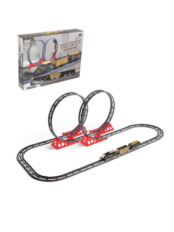 Golden Express – Kids Toy Train Track Set – Battery Operated Railway Toy with Moving Plastic Train Model – Trackset for Boys & Girls - LMI11804.