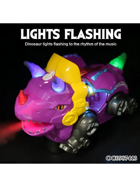 Purple- DinoShine – Ultimate Light-Up T-Rex | 360° Rotating Dinosaur Toy for Boys & Girls - MS13973.