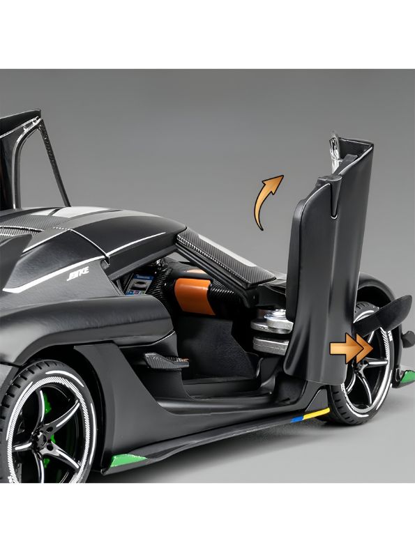 BLACK - Chiyuan Koenigsegg Diecast Car – Premium Scale Model for Collectors & Enthusiasts with Acrylic Display Case.