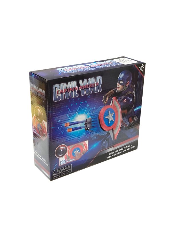 Civil War Captain America – Marvel Avengers Shield Launcher Toy with Manual Reload – Dart Shooter for Kids - MS14208.