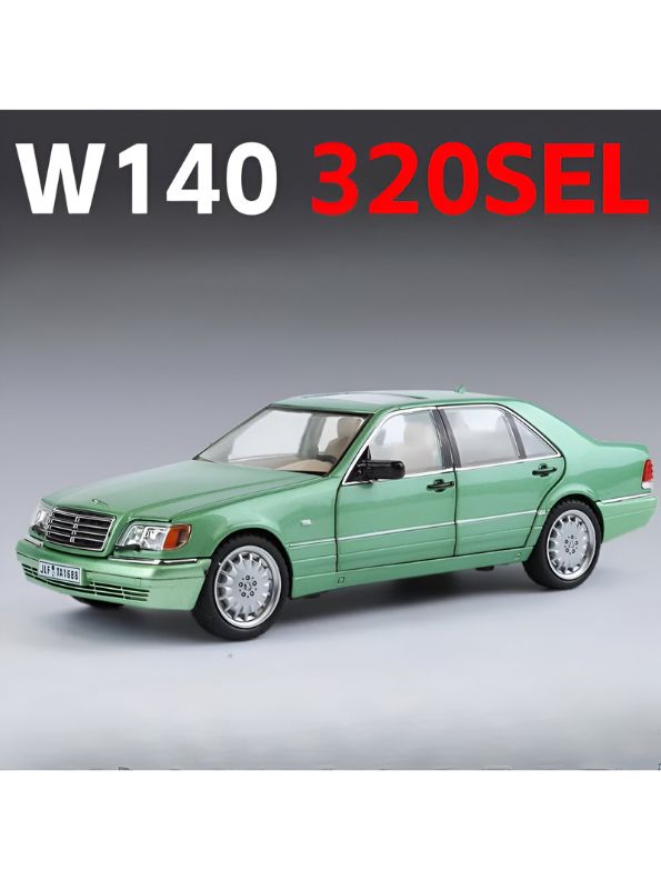 Green - Mercedes-Benz W140 S320 – Retro Classic Pull-Back Toy Car for Kids & Adults Scale 1:24 - TV4891.