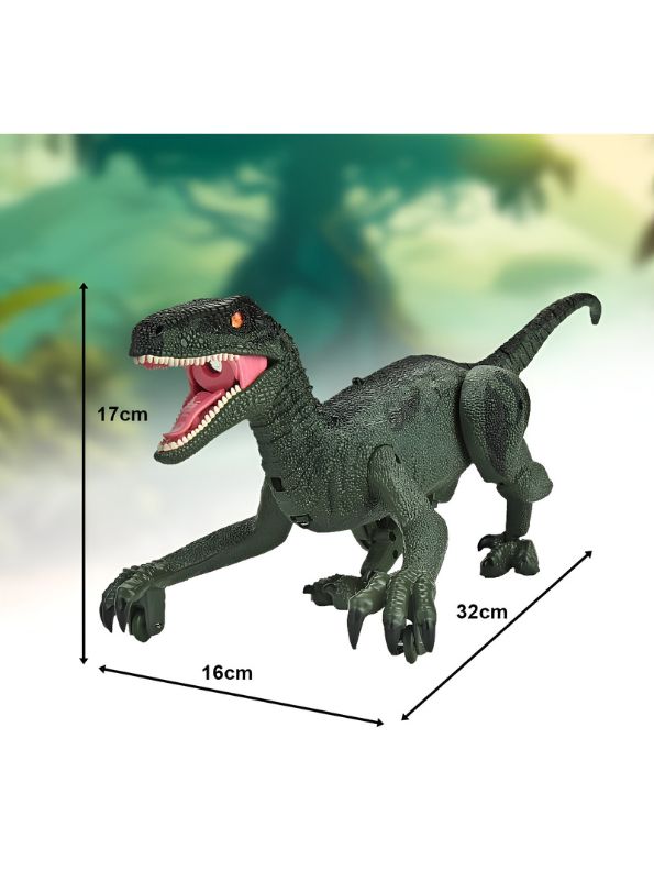 Dino Fire – Realistic Velociraptor Model | Wireless Infrared Remote-Controlled, Multifunctional Walking Dinosaur Robot Toy – High-Quality Plastic, Electrically Powered – Perfect for Kids - NX12621.