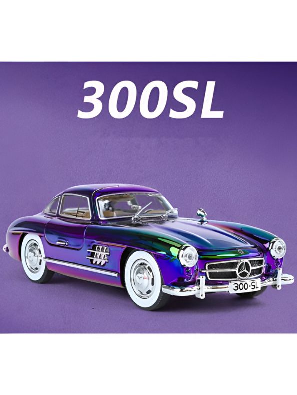 Purple - Mercedes-Benz 300SL – Diecast Alloy Metal Model Toy - Scale 1:24 Vintage Car.