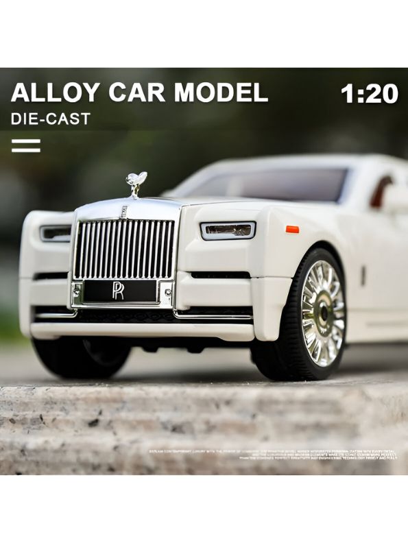 White - Rolls Royce Phantom – Diecast Alloy Vintage Car | Metal Pull-Back Toy & Collectible Gift - Scale 1:20 - TV4914