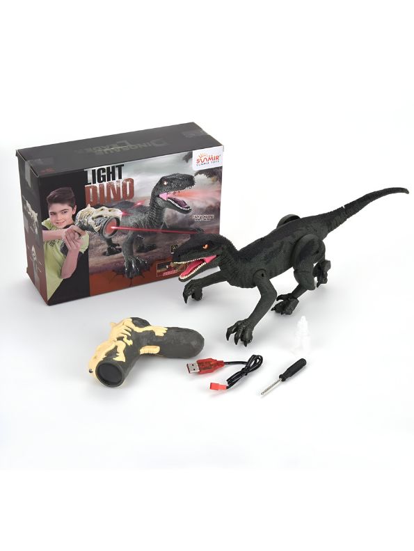 Dino Fire – Realistic Velociraptor Model | Wireless Infrared Remote-Controlled, Multifunctional Walking Dinosaur Robot Toy – High-Quality Plastic, Electrically Powered – Perfect for Kids - NX12621.