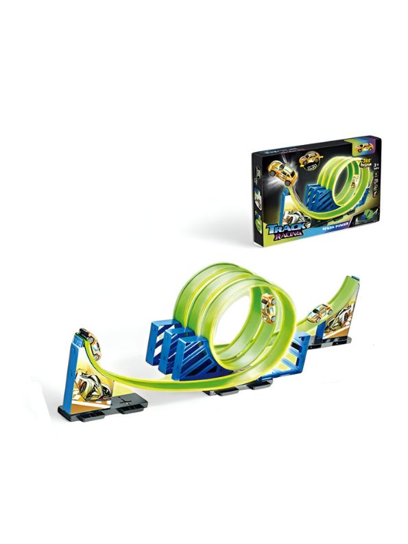 Luminous Track Racing Toy – Glow-in-the-Dark Flexible Rail Track Set with Pull-Back Cars for Kids - LMI12854.