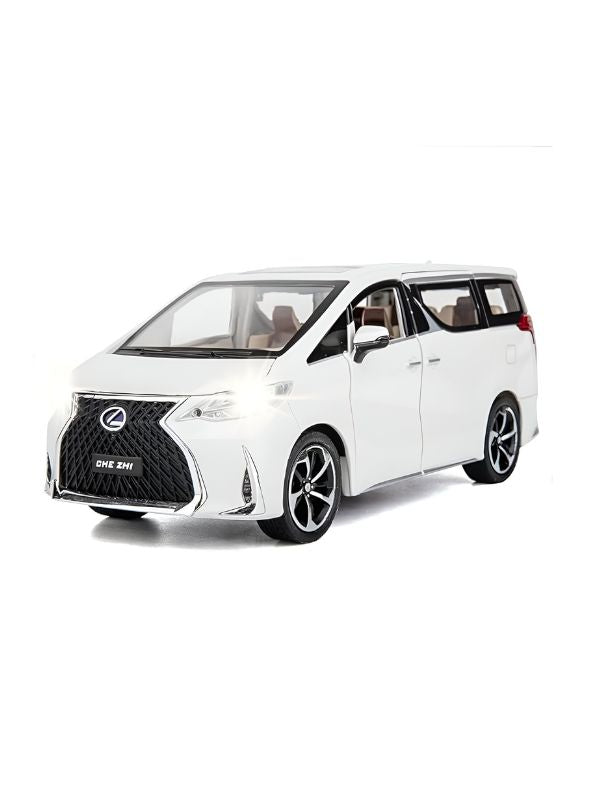 1:18 Scale Lexus LM300h Diecast Model Car - Luxury MPV Miniature with Sound & Light - White Metal Collectible Toy MD1786