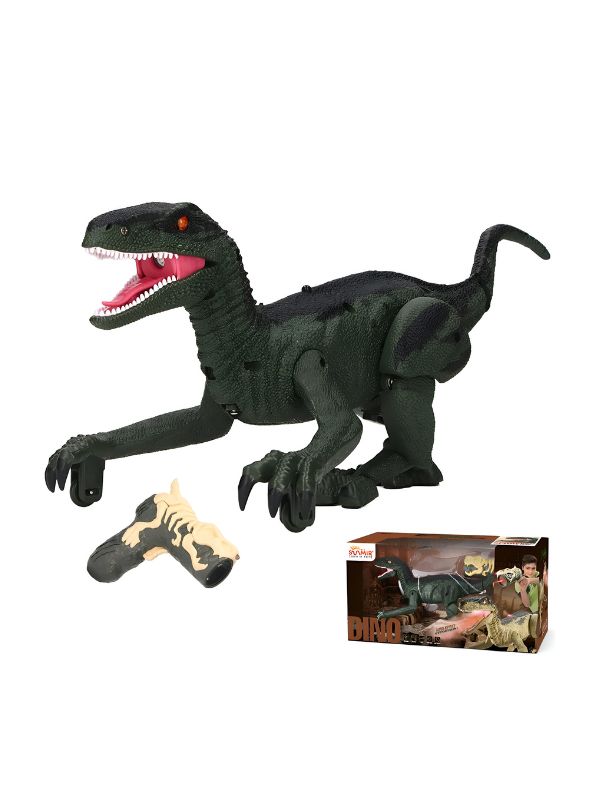 Dino Fire – Realistic Velociraptor Model Wireless Infrared Remote-Controlled, Multifunctional Walking Dinosaur Robot Toy – High-Quality Plastic,
