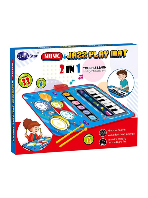 2-in-1 Piano & Jazz Drum Play Mat – Non-Toxic Musical Keyboard Toy for Early Education - LM14551.
