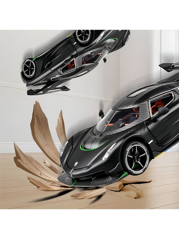 BLACK - Chiyuan Koenigsegg Diecast Car – Premium Scale Model for Collectors & Enthusiasts with Acrylic Display Case.