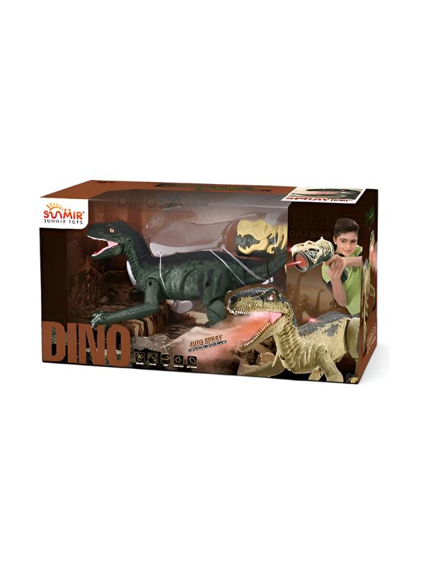 Yellow - Dino Fire – Realistic Velociraptor Model | Wireless Infrared Remote-Controlled, Multifunctional Walking Dinosaur Robot Toy – High-Quality Plastic, Electrically Powered – Perfect for Kids - NX12621.