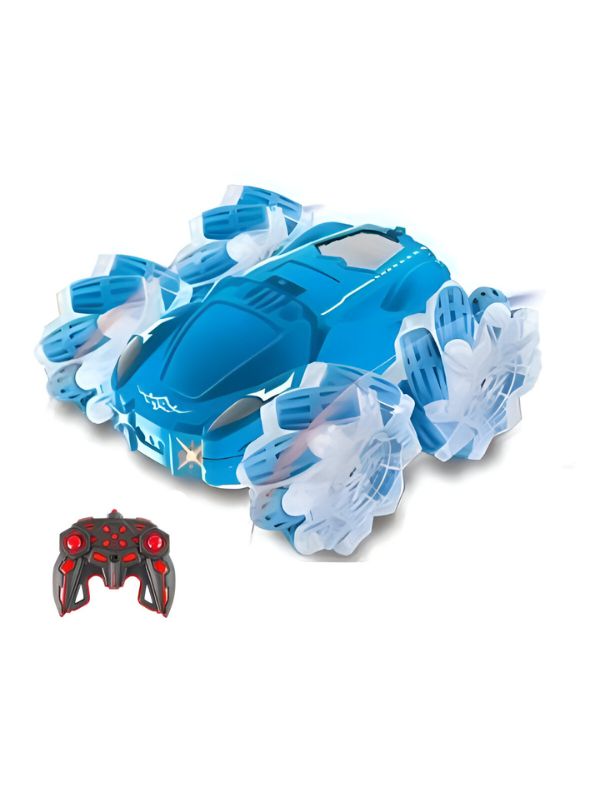 Blue - Turbo Twister - Remote Control Stunt Car with Hand Gesture Sensor – 360° Double-Sided Rotation, Rechargeable, Colorful Lights – Electric RC Toy Car - MS11787.