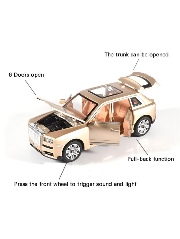 Cream - Rolls-Royce – Cullinan Diecast Metal Pullback Toy Car - Premium Model with Openable Doors – Best Gift for Kids & Collectors - Scale 1:28 - MS14830.