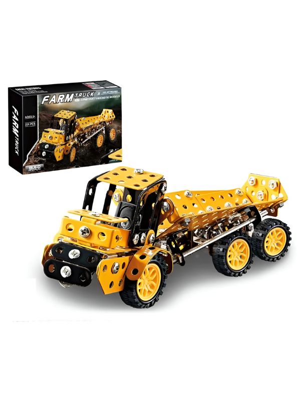 Farm Force – 221 PCS | Metal Farmer Truck Construction Block Set for Kids – MD155