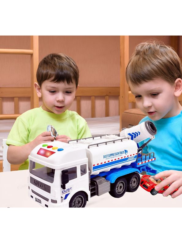 FunBlast City Cleaner Spray Tanker Truck Toy for Kids – Water Spraying Friction-Powered Toy Truck with Lights & Sounds LMI13475