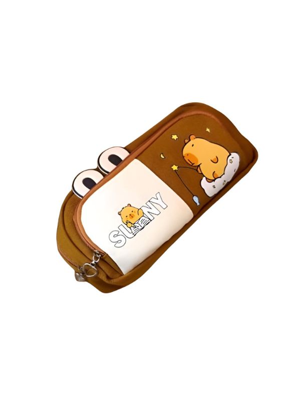 Soft Capybara Pouch with Double Chain – Cute Plush Animal Bag in Blister Card Packaging NOV- HBC-188977.