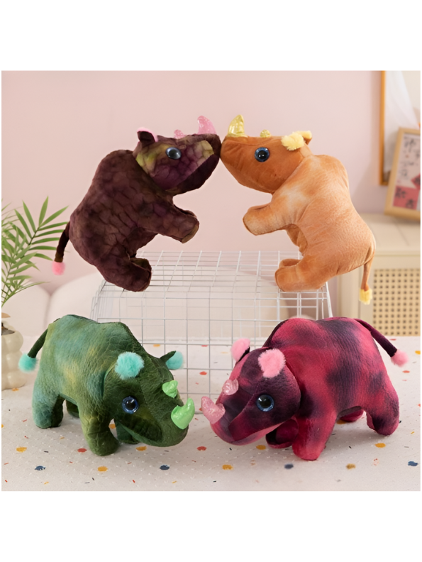 Peach - Plush Rhino Toy for Kids | Eco-Friendly Stuffed Animal | Soft & Cuddly Rhino Doll LMI14772