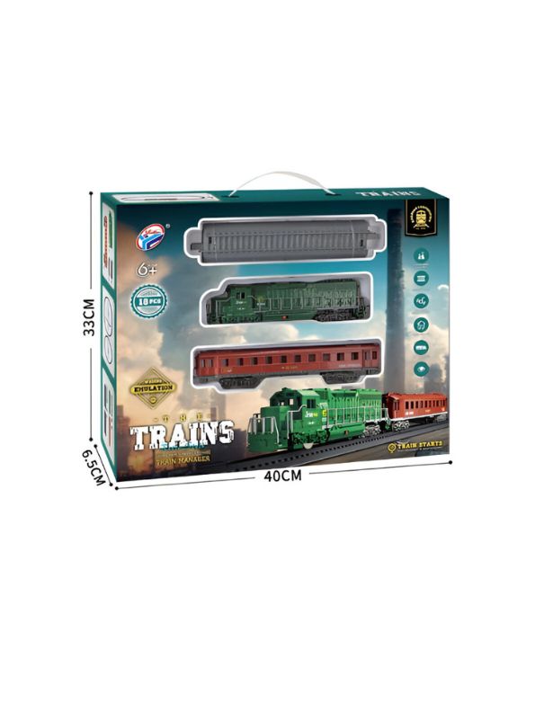 Electric Toy Train Set for Kids – 13 Piece Green Locomotive with Red Passenger Car & Tracks – Perfect Gift for Ages 6+ LMI15476