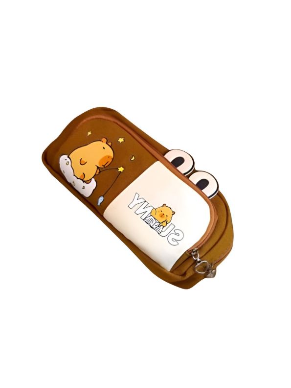 Soft Capybara Pouch with Double Chain – Cute Plush Animal Bag in Blister Card Packaging NOV- HBC-188977.