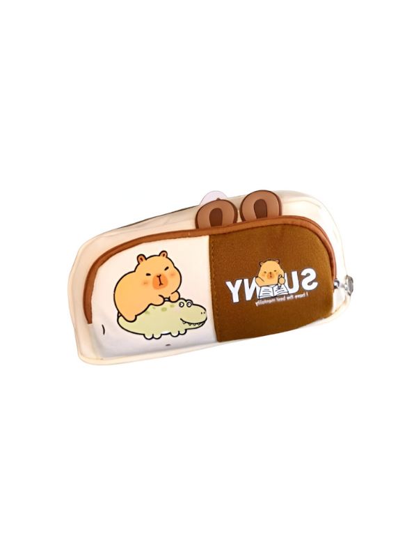 Soft Capybara Pouch with Double Chain – Cute Plush Animal Bag in Blister Card Packaging NOV- HBC-188977.