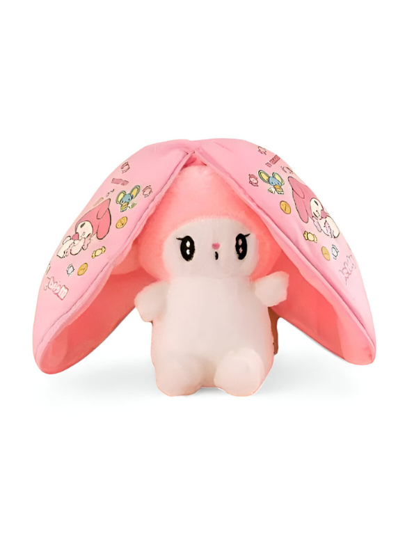 Cute My Melody Stuffed Animal Soft Plushie Toy with Large Floppy Ears, Kawaii Pink Rabbit Plush for Kids and Collectors ST15154