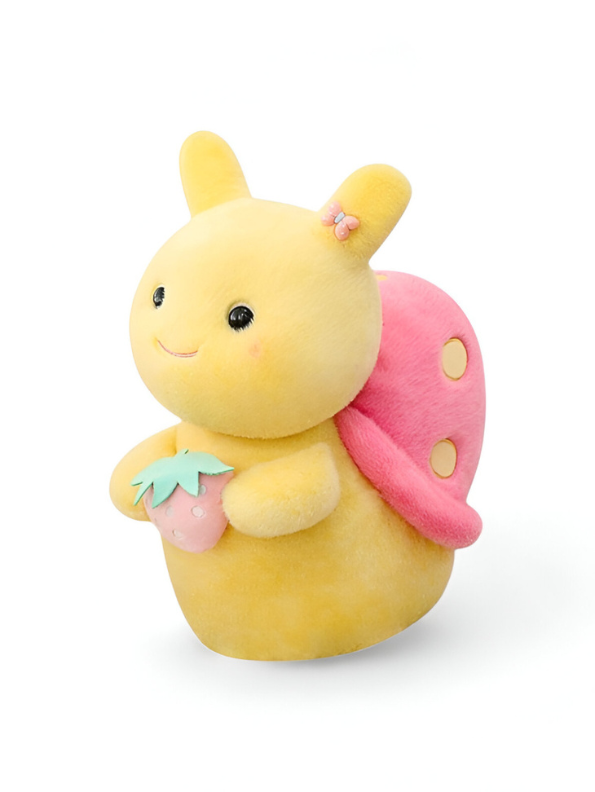 Strawberry Snail Plush Toy – 10 Inch Ultra-Soft Stuffed Animal for Kids, Adorable Yellow & Pink Pastel Nursery Décor, Cute Collectible Gift for Babies & Children ST14161